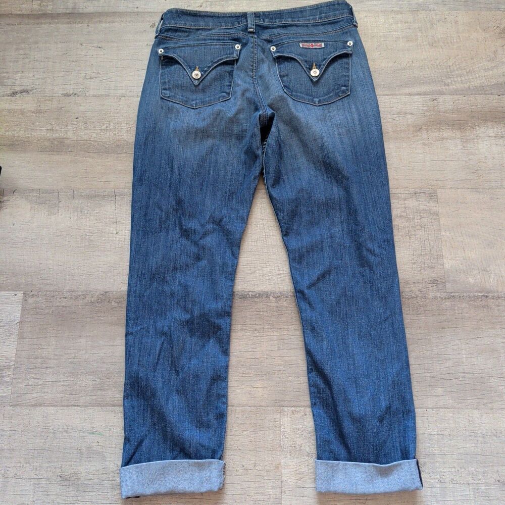 Hudson Jeans Womens Size 27 Blue Flap Pocket Denim Pants Cuffed Straight